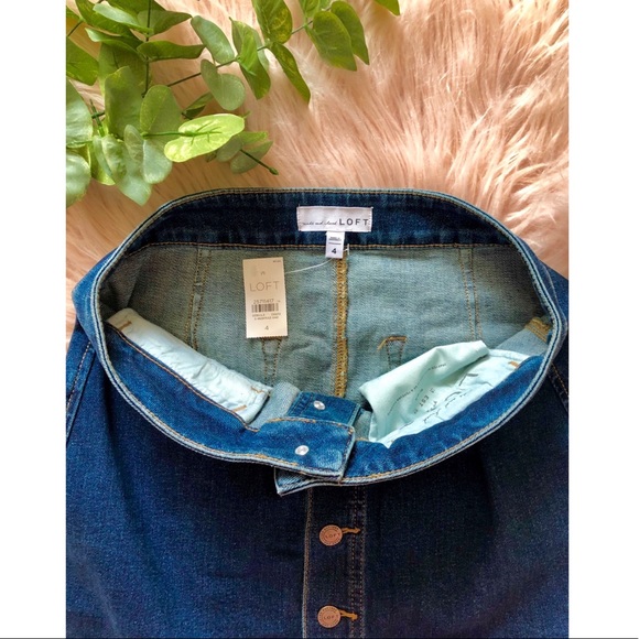 LOFT Button Front Denim Skirt - Picture 4 of 8